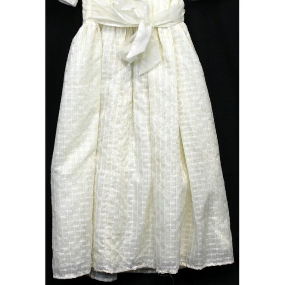 Pretty 'n Pink White Cream Checkered Formal Dress Sheer Collar Faux Pearls Sz 14 - Picture 6 of 6